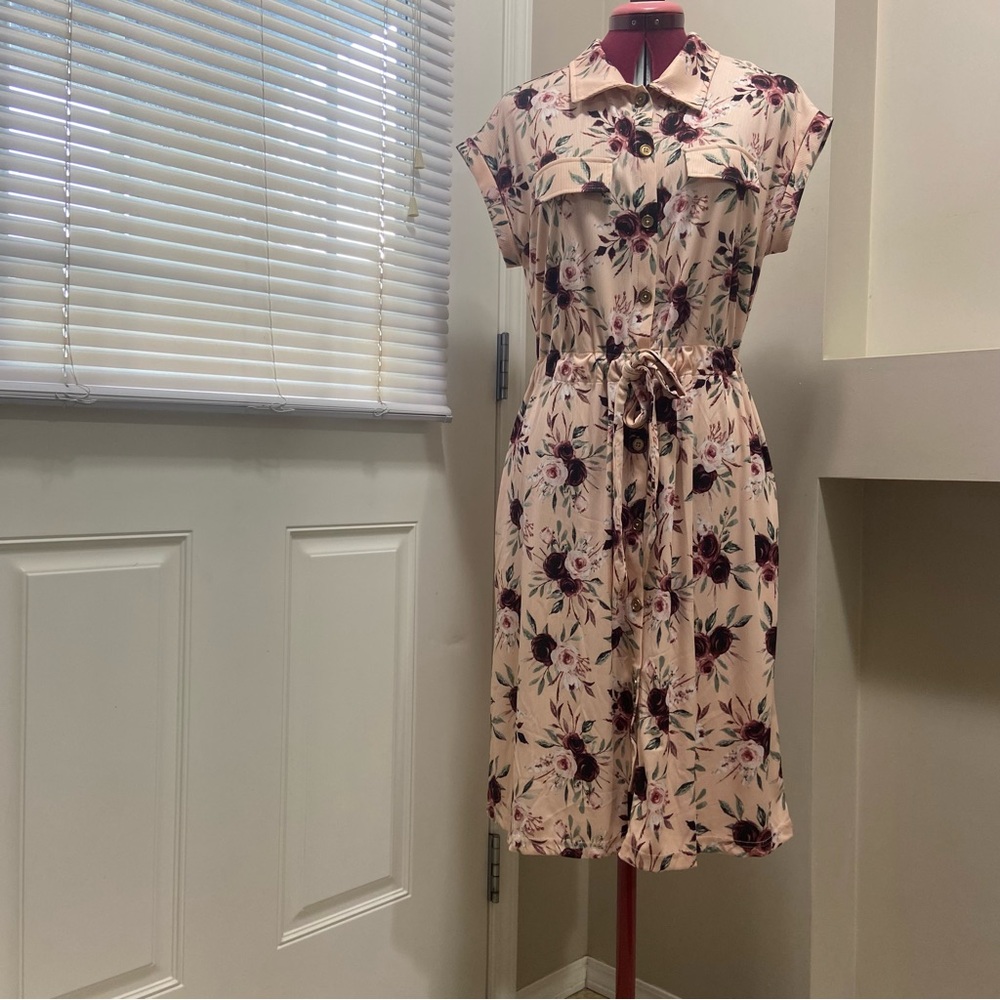 LuLaRoe Pink Floral Midi Dress